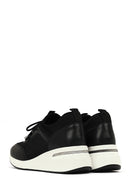 Women's Black Lace-Up Wedge Heel Sneakers | Derimod