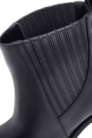 Woman Black Chunky Heels Leather Chelsea Boots | Derimod