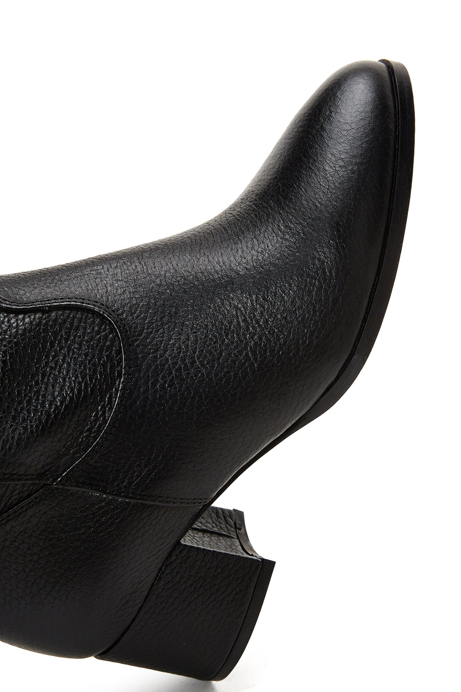 Women's Black Zippered Thick Heel Leather Casual Boots