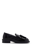 Women's Black Leather Tasseled Masculine Loafer | Derimod