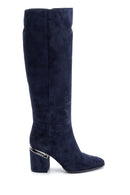 Women's Heel Detailed Suede Leather Boots | Derimod