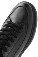 Men's Black Lace-Up Thick Sole Leather Sneakers | Derimod
