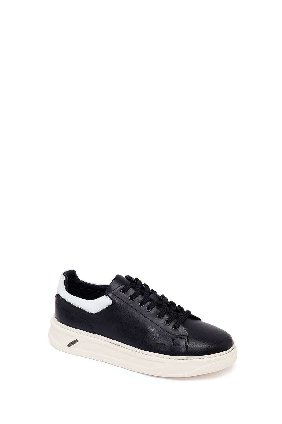 Erkek Siyah Bağcıklı Deri Sneaker