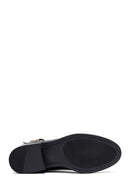 Woman Black Zip Closure Leather Boots | Derimod