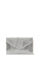 Woman Silver Chain-Strap Stone-Embellished Evening Bag | Derimod
