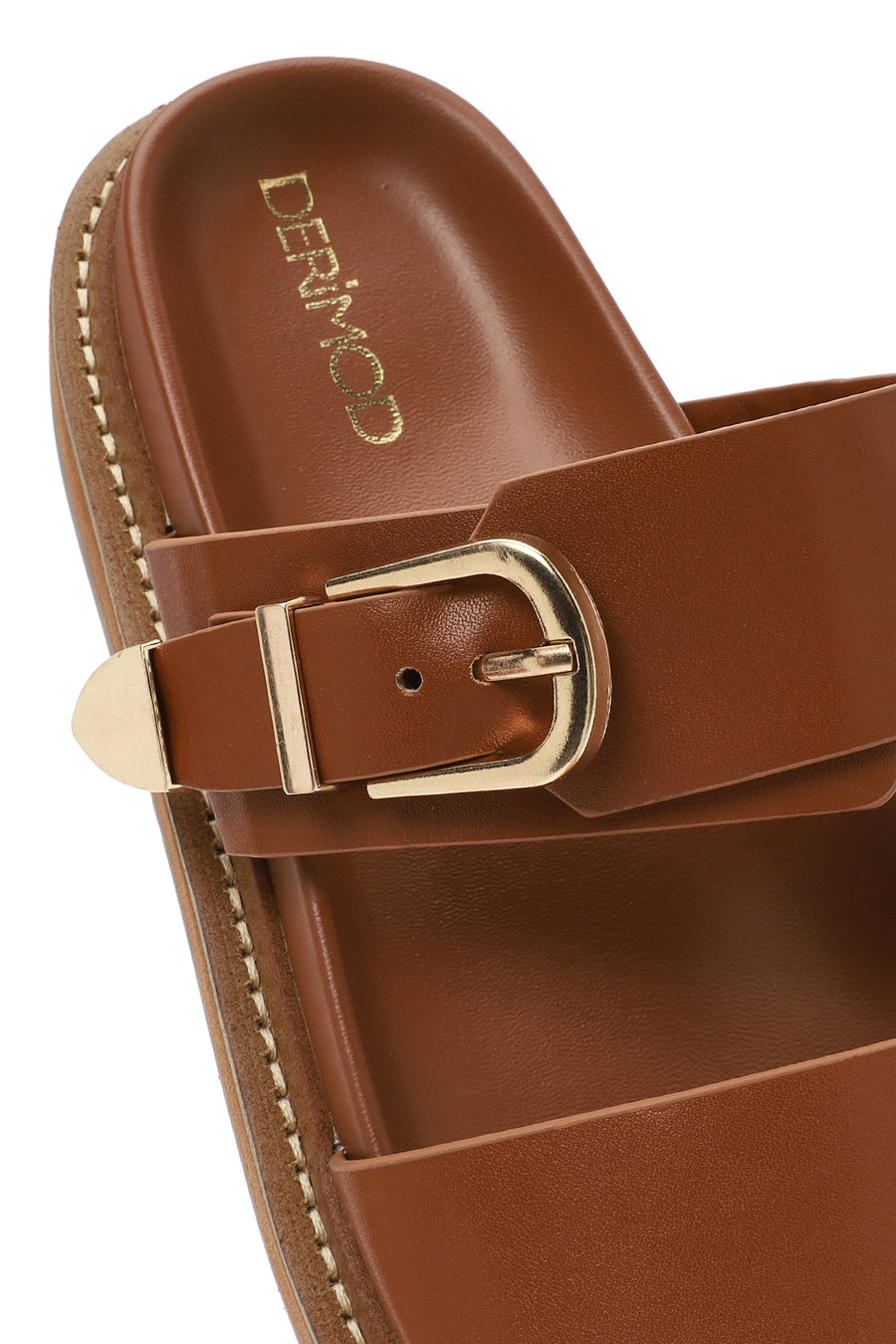 Women's Tan Buckled Slippers