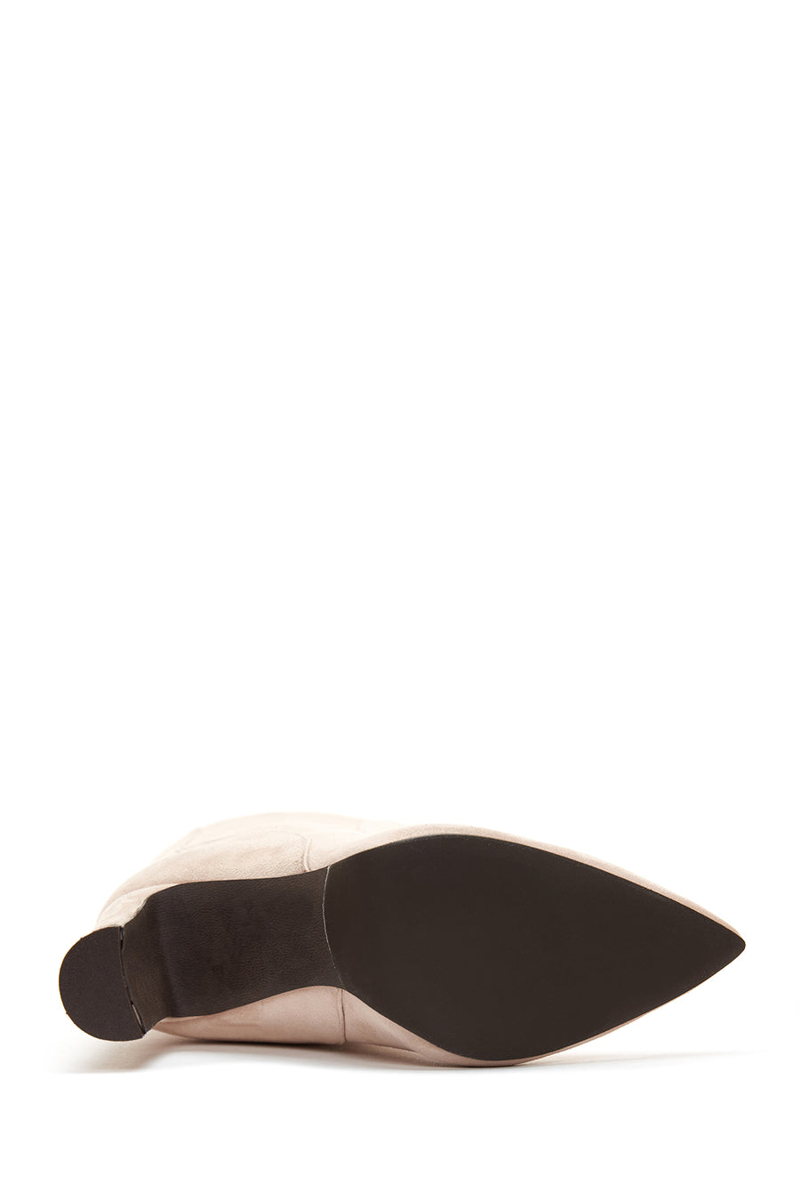 Women's Beige Suede Leather Heeled Boots