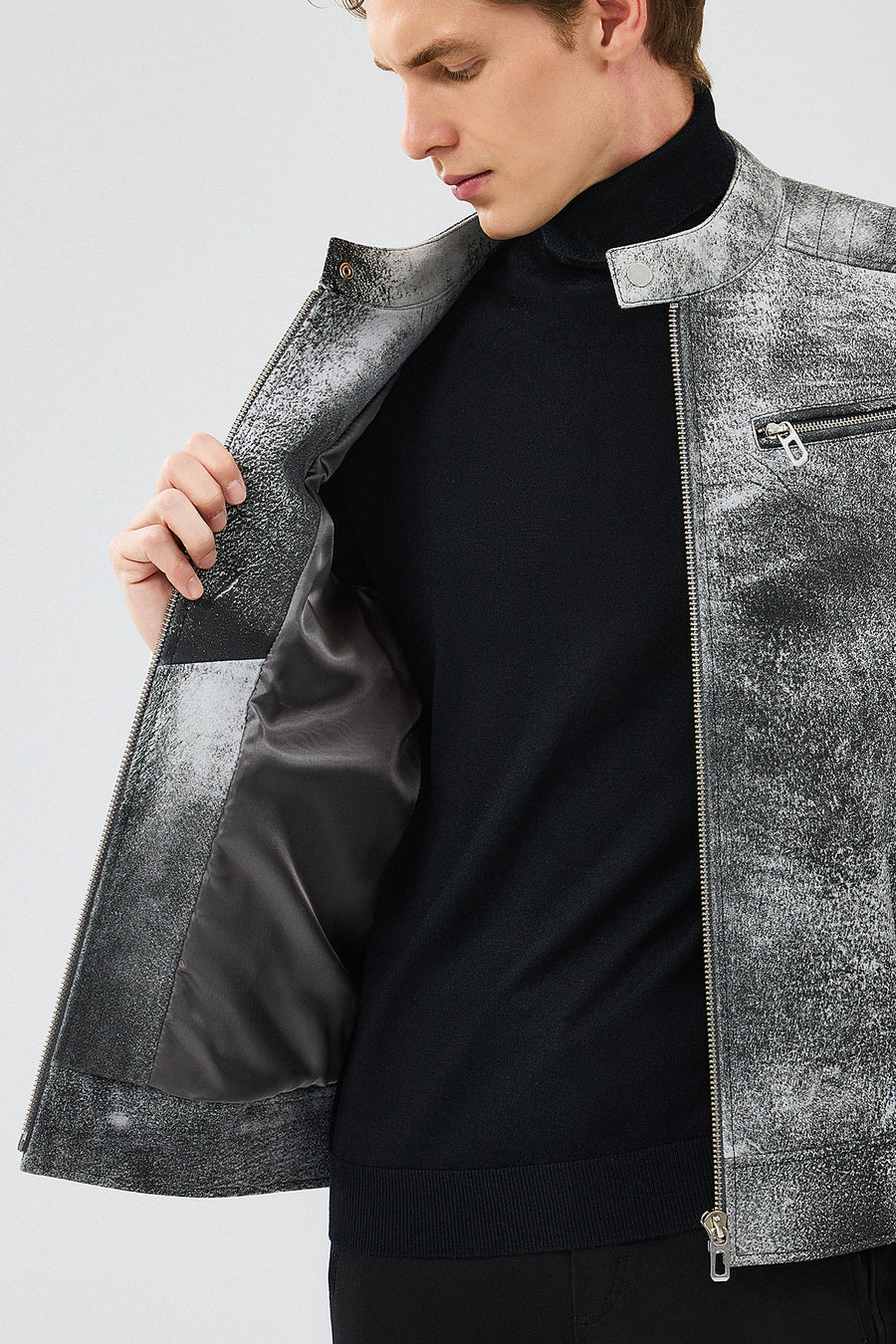 Carrera Men's Gray Nubuck Leather Sport Jacket