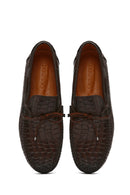 Men's Brown Crocodile Leather Loafers | Derimod