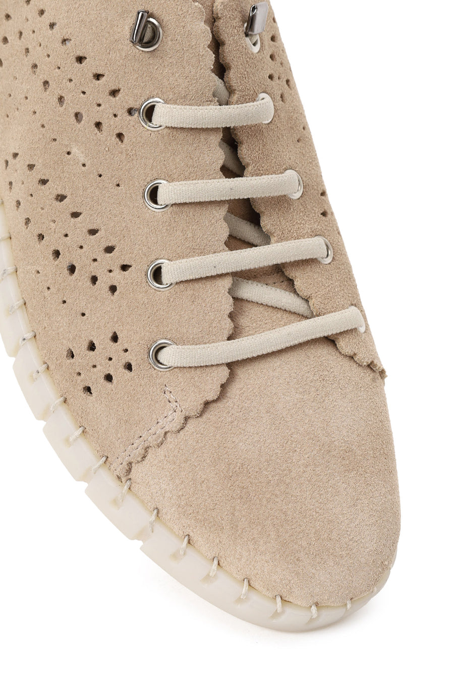 Woman Beige Lace-up Suede Comfort Shoes