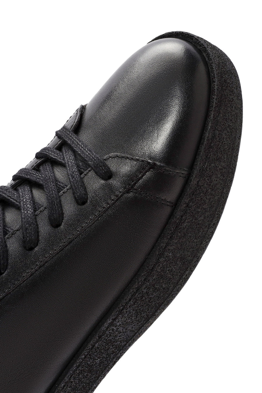 Erkek Siyah Bağcıklı Deri Sneaker
