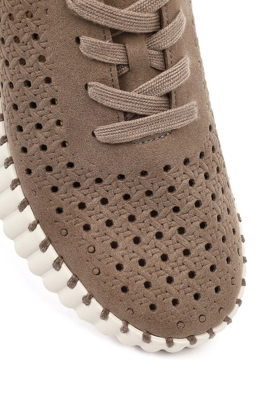 Woman Mink Lace-Up Thick-Soled Patterned Suede Comfort Shoes