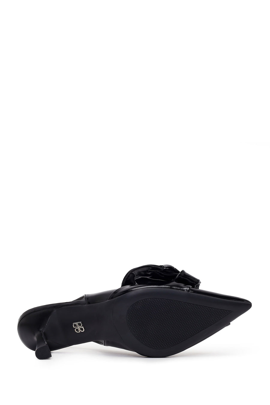 Women's Black Open Back Thin Heeled Shoes