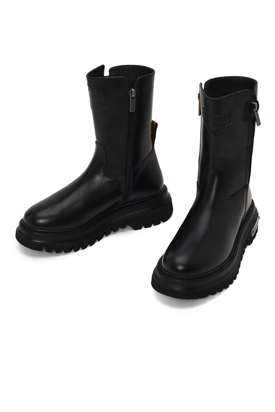 Harley Davidson Woman Black River Zip Closure Thick-Soled Leather Boots