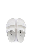 Birkenstock Women's White Leather Double Buckle Arizona Eva Slippers | Derimod