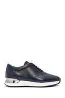 Men's Navy Blue Lace-up Thick-Sole Leather Sneaker | Derimod