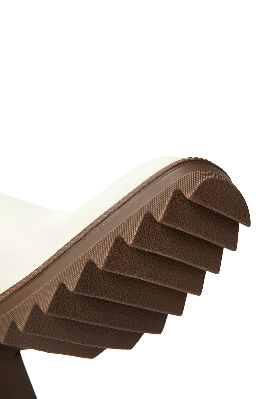 Women's Beige Zippered Thick Heel Leather Boots