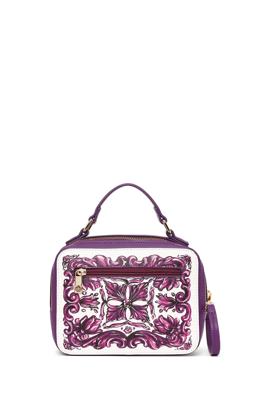 Woman Purple Long-Strap Printed Shoulder Bag