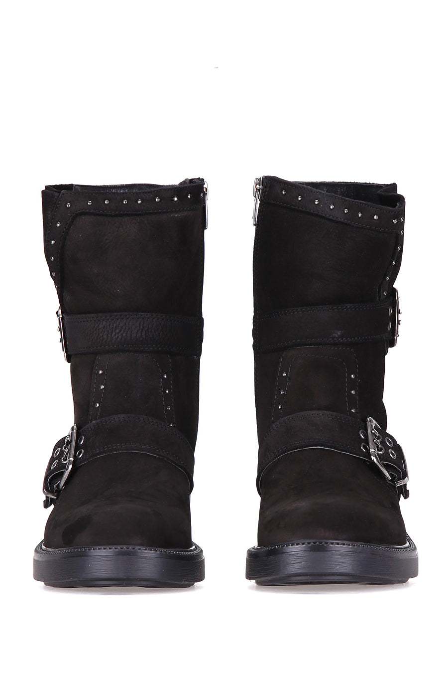 Women's Suede Boots with Stud and Buckle Detail