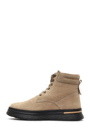 Men's Beige Lace-Up Thick-Soled Nubuck Leather Boots | Derimod