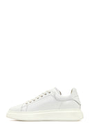 Men's White Lace-Up Thick-Soled Leather Sneaker | Derimod