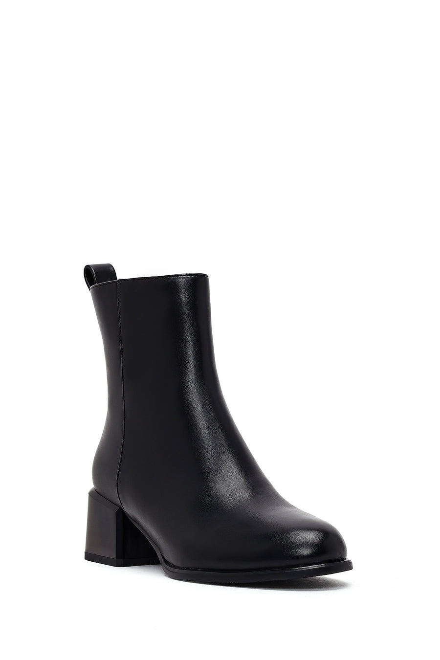 Women's Black Zippered Low Heel Boots