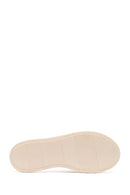 Woman Beige Leather Slippers | Derimod