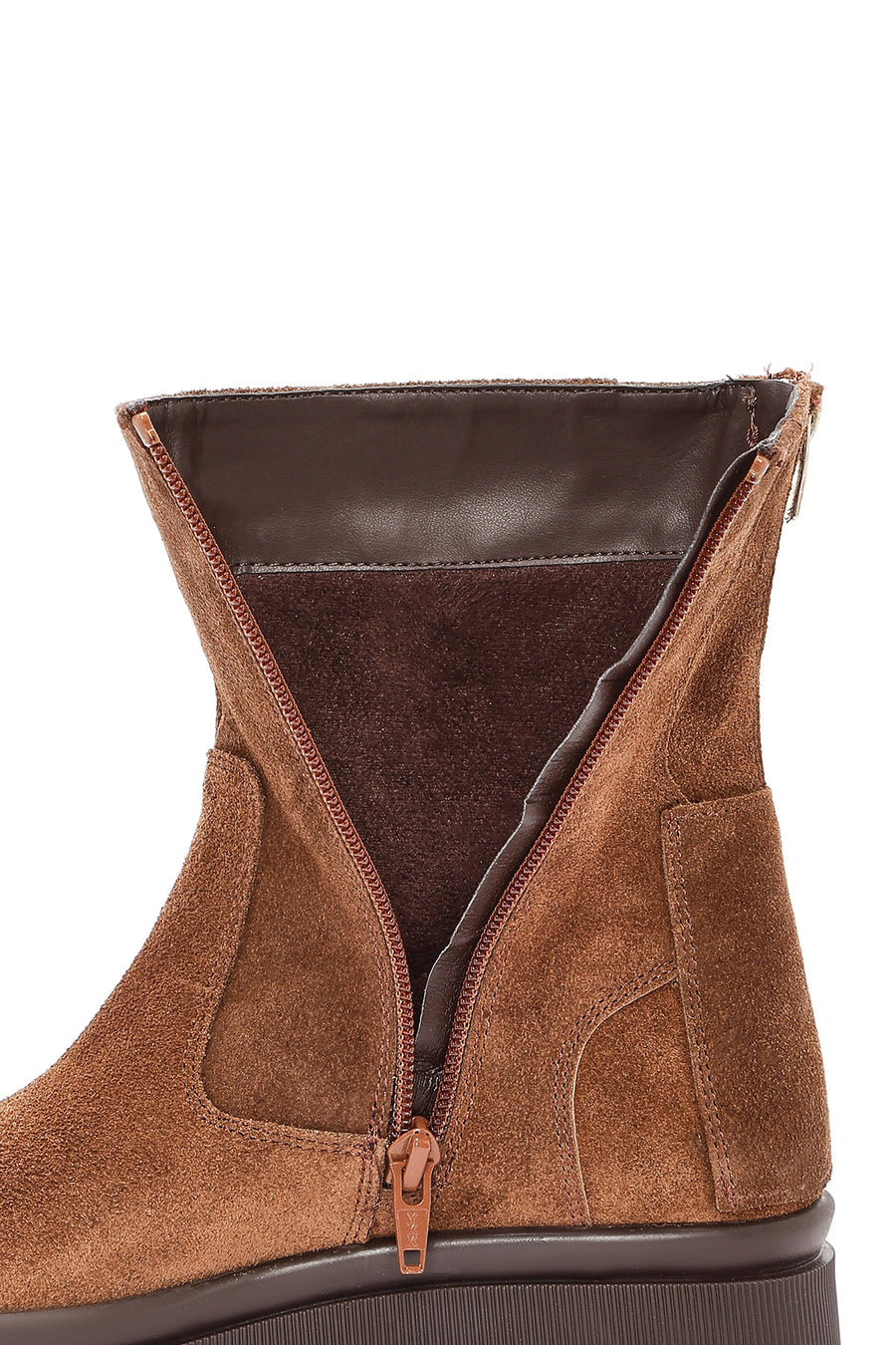 Women's Tan Zippered Suede Leather Boots