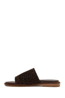 Women's Leopard Suede Leather Slippers | Derimod