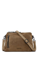 Woman Camel Long-Strap Suede Crossbody Bag | Derimod
