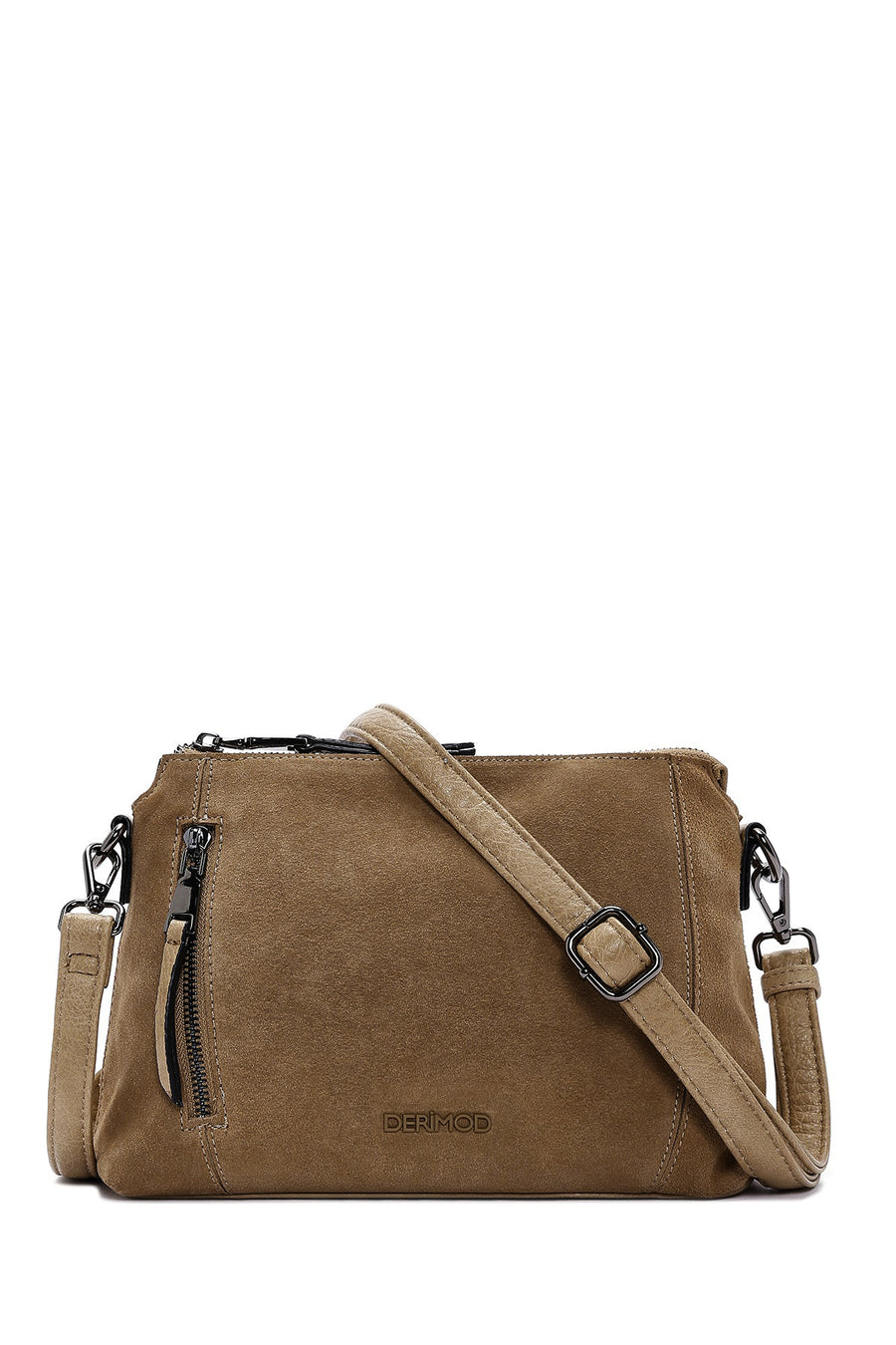 Woman Camel Long-Strap Suede Crossbody Bag AB100001KS | Derimod