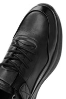 Erkek Siyah Bağcıklı Deri Casual Sneaker | Derimod