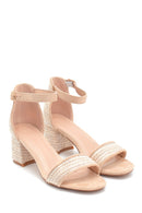 Women's Straw Detailed Heeled Sandals | Derimod