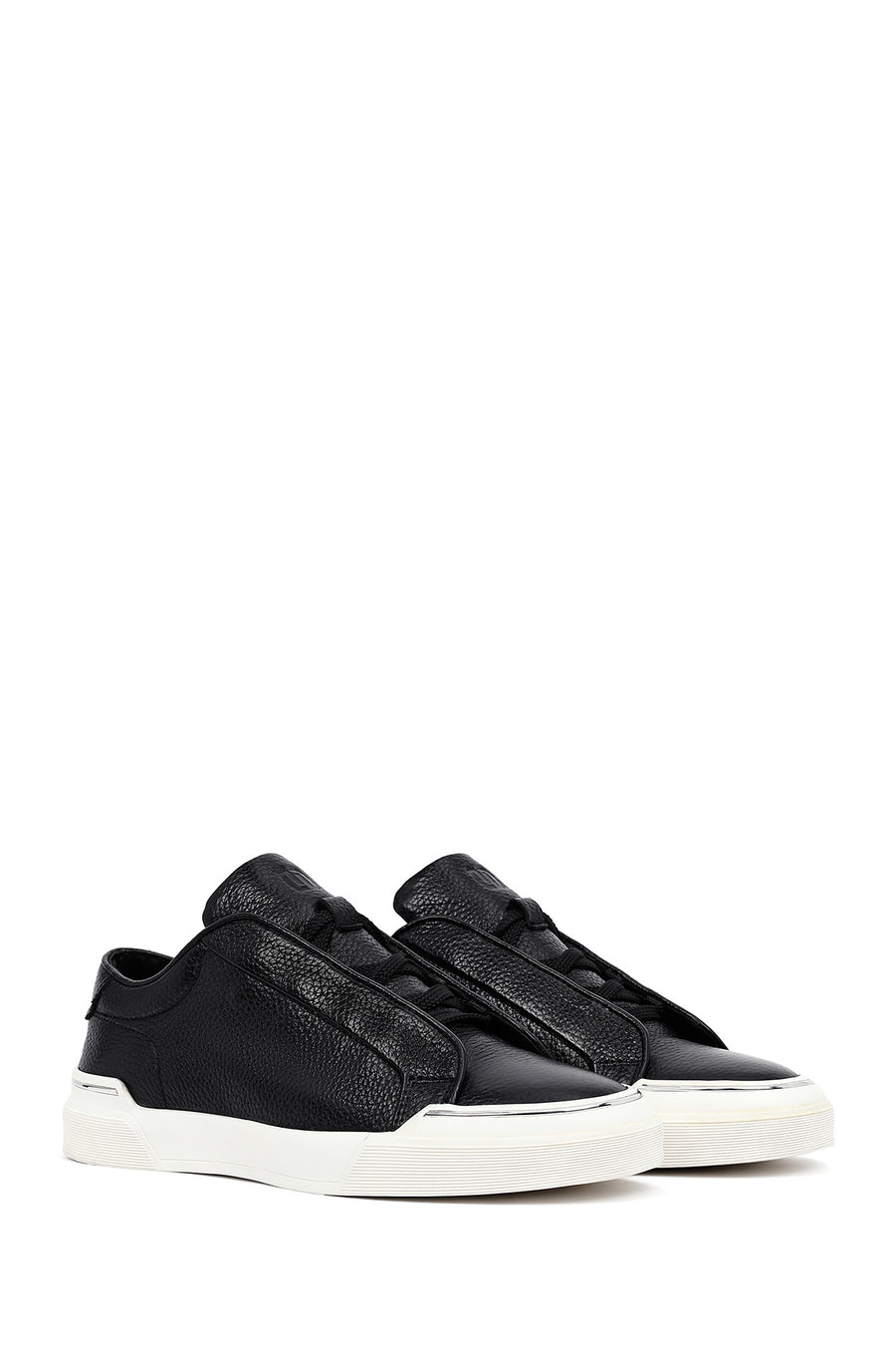 Men's Black Lace Up Leather Sneakers