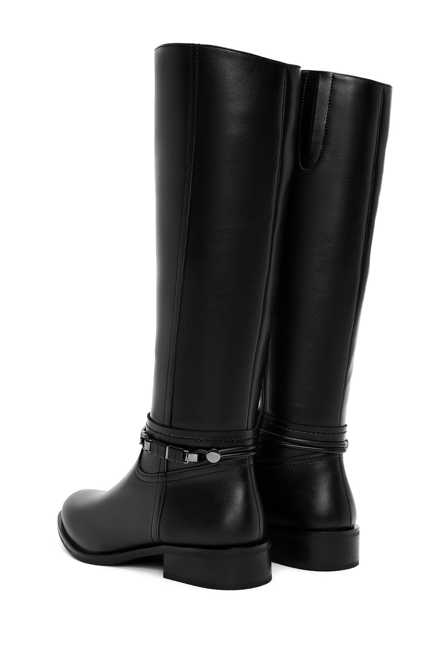 Women's Black Zippered Accessory Detailed Boots