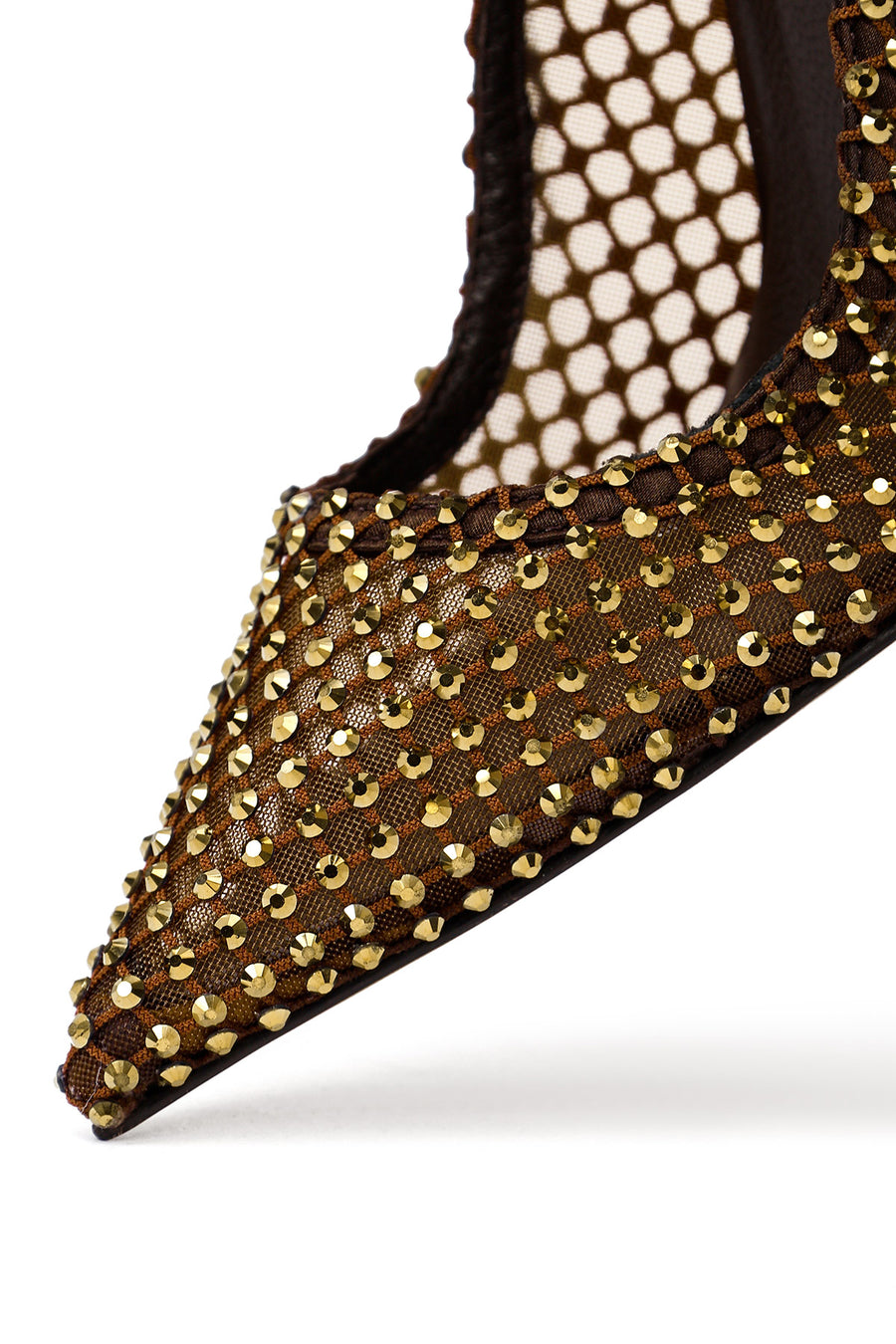 Women's Bronze Stone High Thin Heel Leather Stiletto