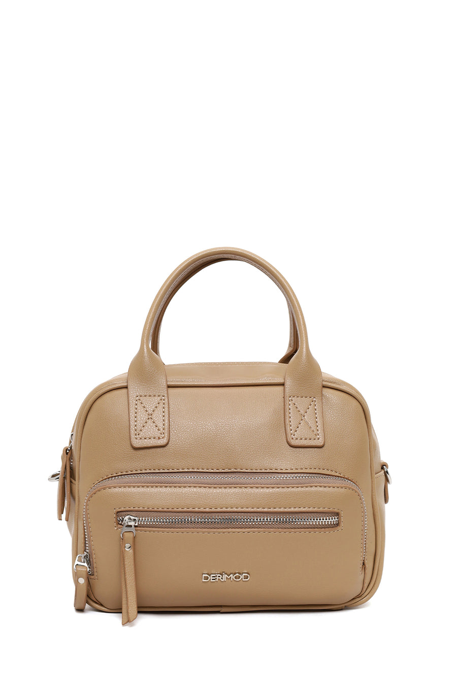 Woman Beige Long-Strap Shoulder Bag