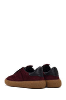 Women's Burgundy Suede Leather Sneaker | Derimod