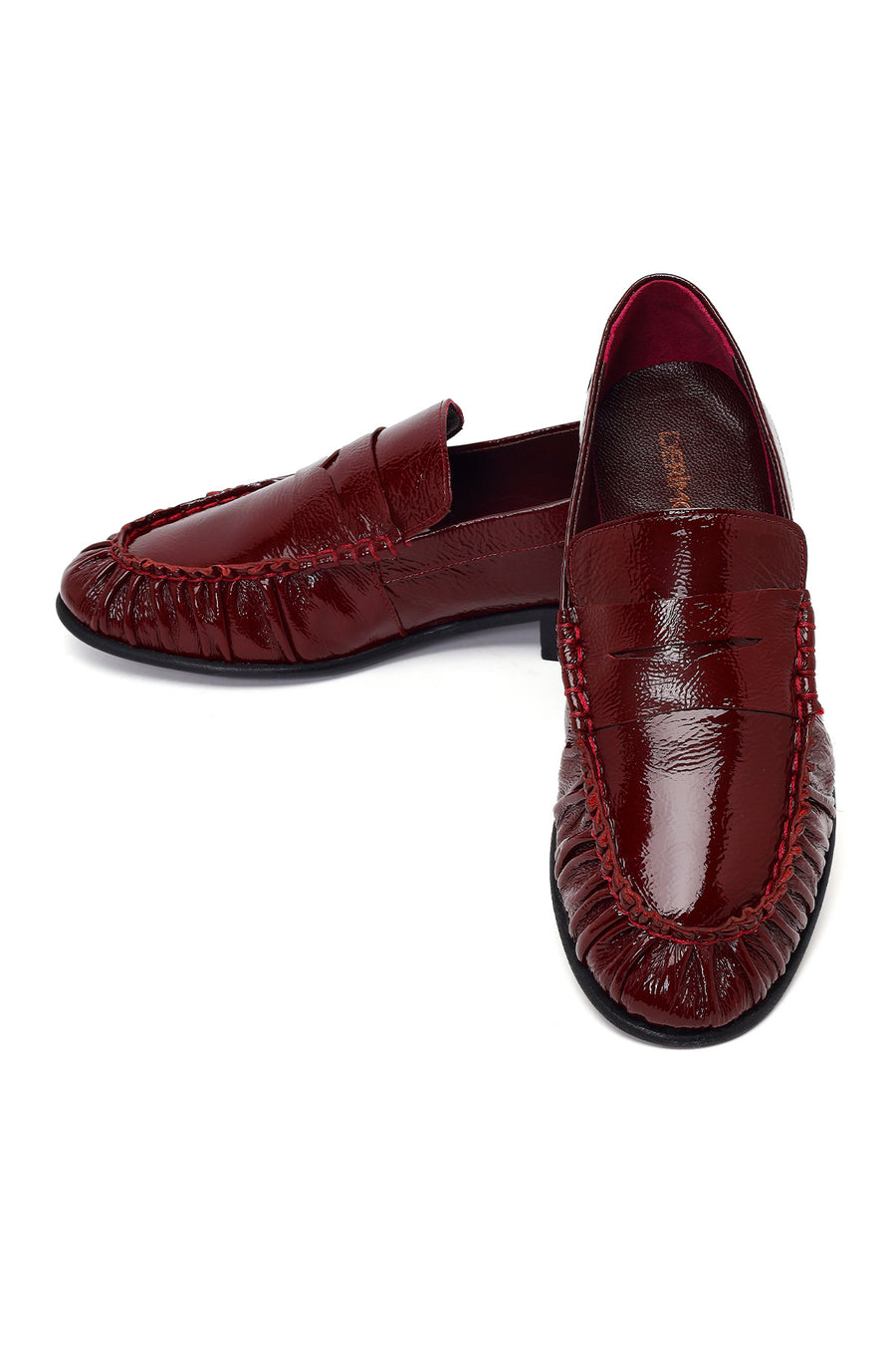 Kadın Bordo Deri Maskülen Loafer