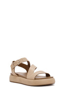 Women's Brown Ankle Strap Thick Soled Leather Sandals | Derimod