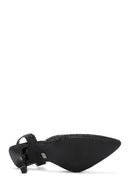 Women's Black Stone Open-Back Heeled Shoes | Derimod
