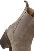 Woman Mink Chunky Heel Suede Leather Chelsea Boots | Derimod