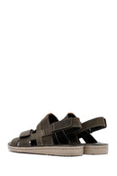 Men's Khaki Strappy Leather Sandals | Derimod