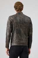 Morant Erkek Kahverengi Vintage Slim-Fit Deri Ceket | Derimod