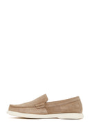 Male Beige Suede Leather Loafers | Derimod