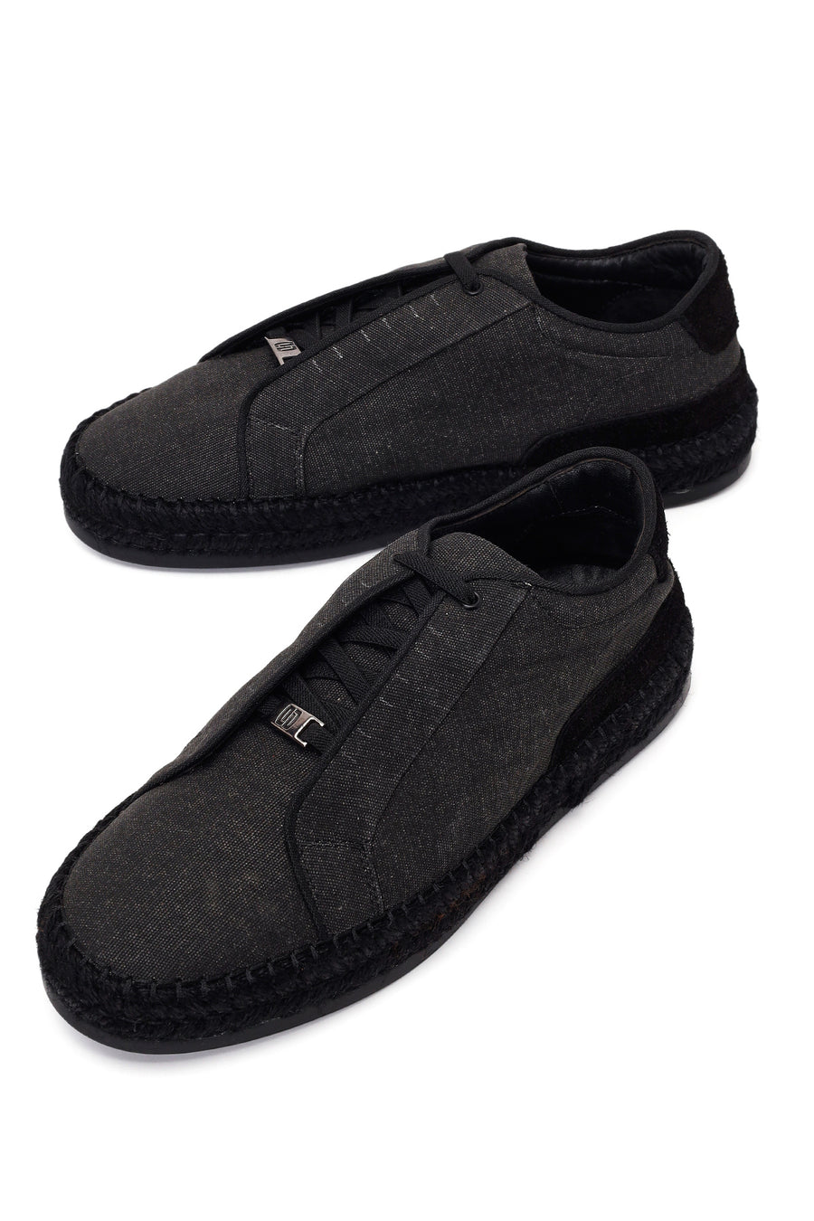 Male Black Lace-Up Thick-Soled Suede Espadrilles
