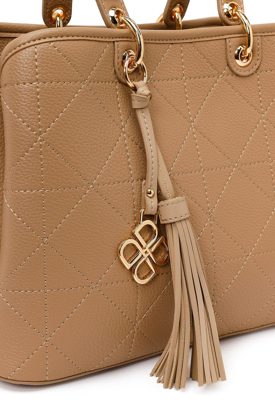 Woman Beige Long-Strap Printed Shoulder Bag