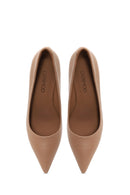 Woman Beige Thin-Heeled Leather Stiletto | Derimod