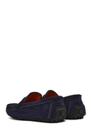 Men's Navy Blue Nubuck Leather Casual Loafer | Derimod