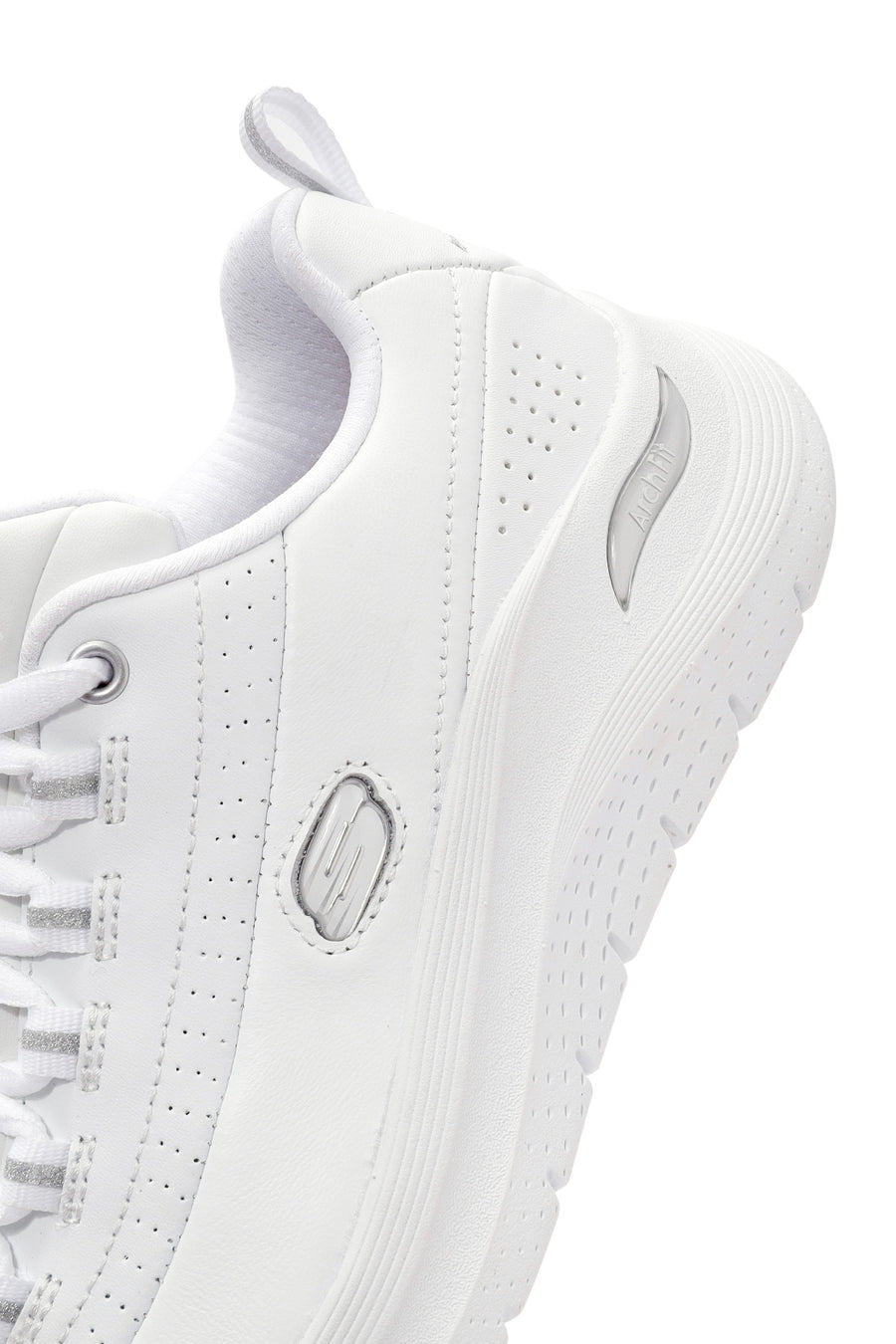 Skechers Women's White Arch Fit Lace-Up Chunky Sole Sneakers